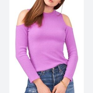 1.State cold shoulder crew neck ribbed top in iris NWT XL